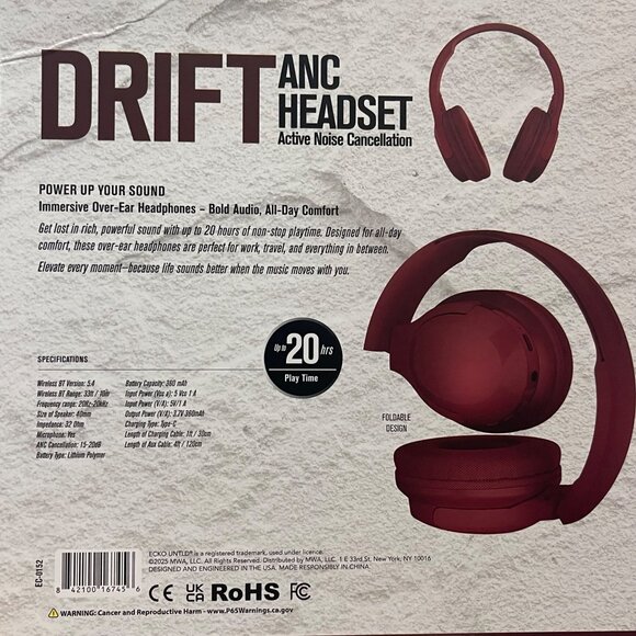 Ecko Unlimited Drift ANC Red Headset - Picture 11 of 11